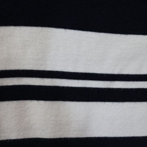 Tommy Hilfiger Striped Boat Neck Blouse Medium - Navy White Short Sleeve Top - Picture 3 of 8